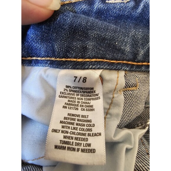 Aeropostale Denim Jean Short Shorts Size 7/8 Distressed Cuffed Denim - Picture 3 of 7